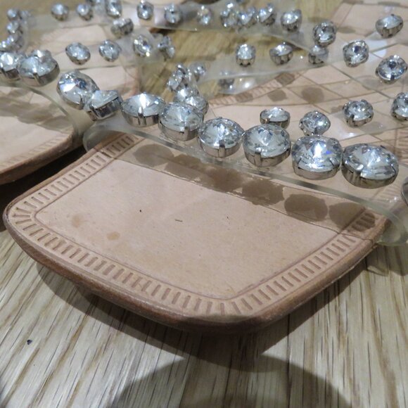 JEFFREY CAMPBELL Amaryl Clear Crystal Studded Flat Sandals Shoes - Size US 8 - Picture 7 of 11